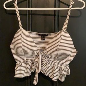 spaghetti strap tie front crop top